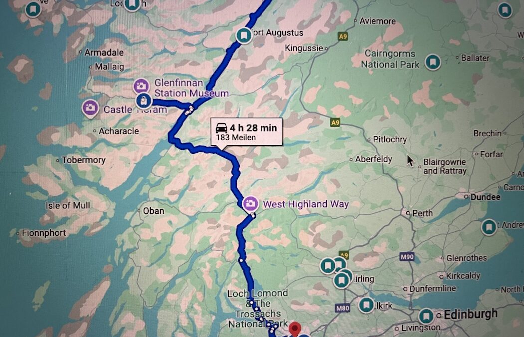 Auf dem Weg nach Glassgow